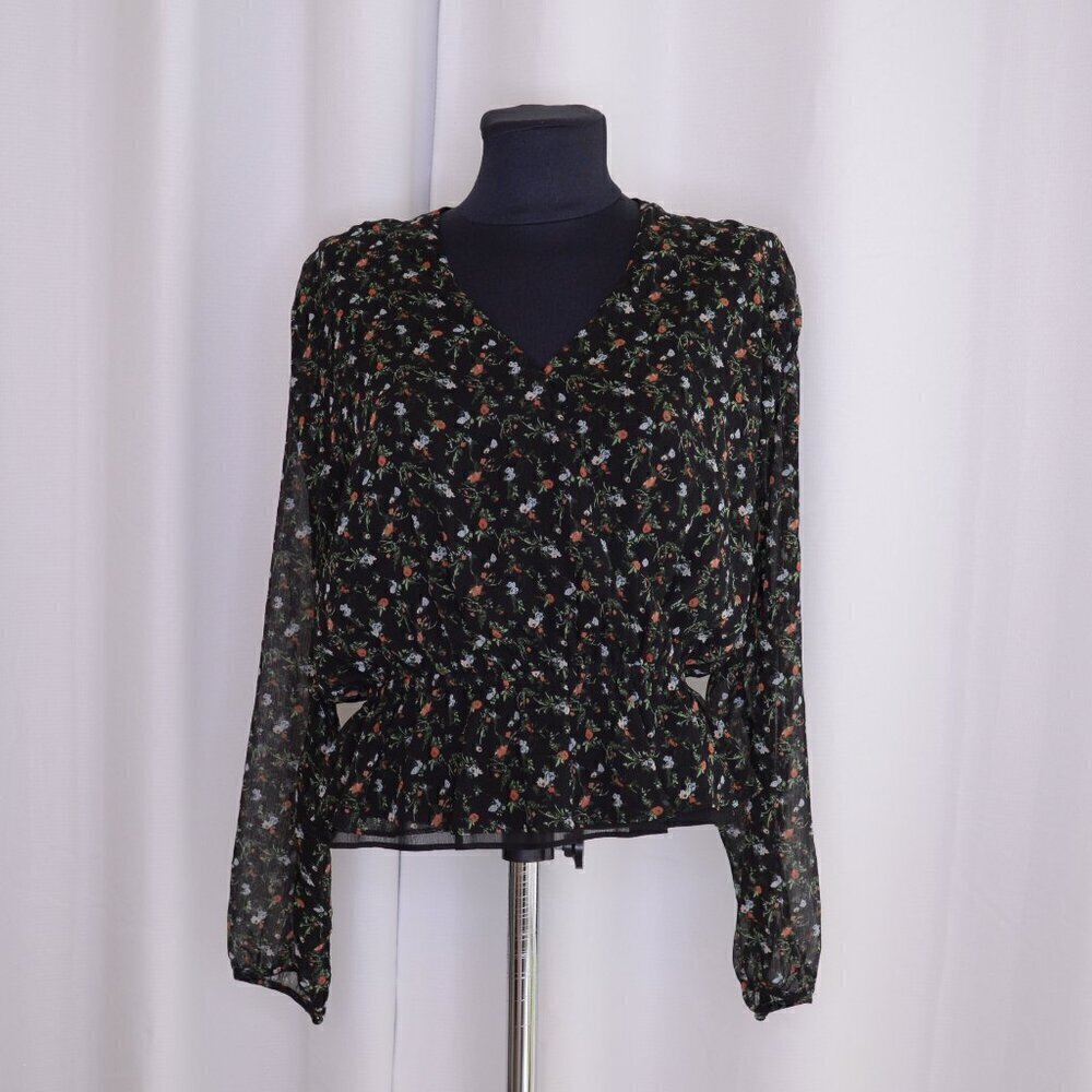 Aritzia Little Moon Lunaria Floral Cropped Wrap Blouse Sz S